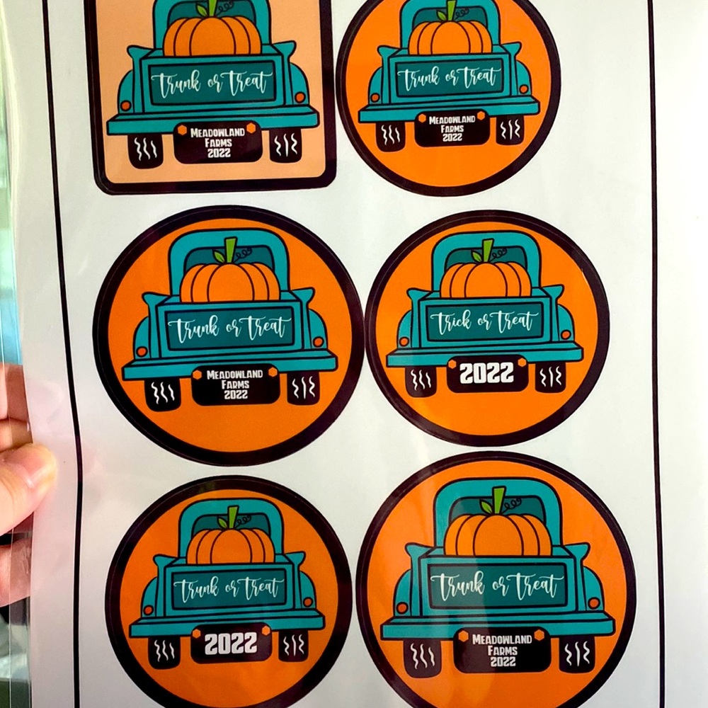 6 personalized trick or treat stickers.Custom with your personal message
